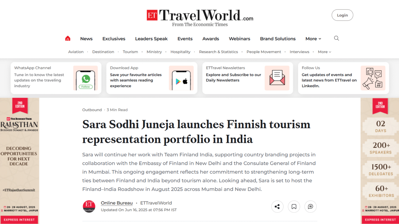 Sara Sodhi Juneja launches Finnish tourism representation portfolio in India